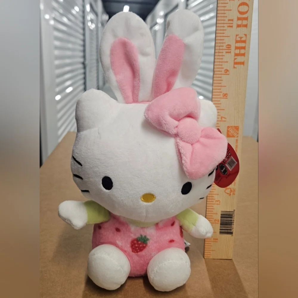 Hello Kitty By Sanrio 2023 Bunny Ears Strawberry Print Plush NWT Spring Easter